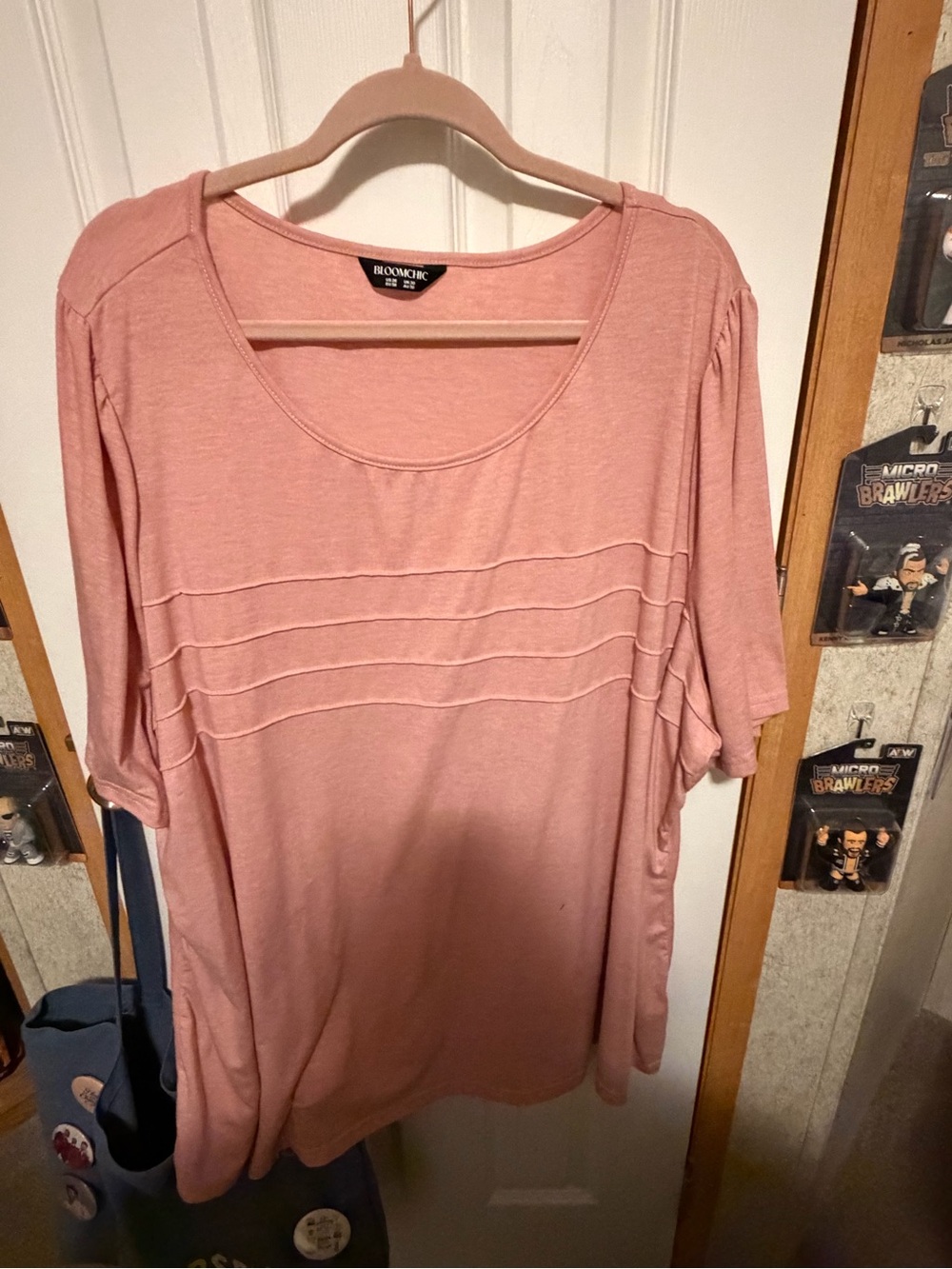 Bloomchic 3/4 Sleeve Scoop Neck Top in Dusty Rose size 26W